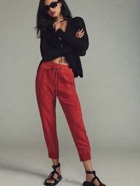 NWT Anthropologie nomad high rise jogger Women’s Red Drawstring Pants small